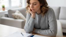 A woman learning about at-fault vs. no-fault states and how it can affect her car insurance claim. 