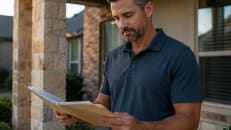 Homeowner reviewing home insurance options in Texas.
