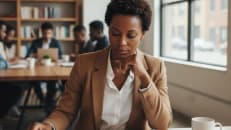 A business owner deciding if she should get a business loan from a credit union. 