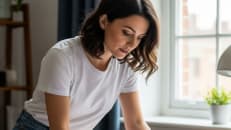 A woman learning about fixed vs. adjustable-rate mortgage.