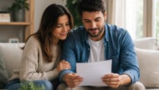 A couple learning about hazard insurance to protect their home.
