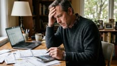 Man reviewing his debt and considering whether debt settlement is a good idea