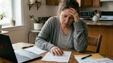 A woman stressing about the impact of medical debt on her credit score.