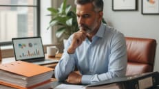 A man sitting at his desk deciding between an OIC or bankruptcy 