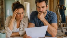 A couple deciding if they need a personal loan for a home renovation overrun.