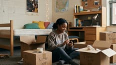 College student reviewing renters insurance options.