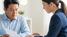 A business owner discussing secured business loans with a financial professional. 