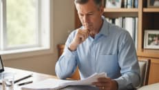 A man sitting at his desk and learning about state tax debt relief. 