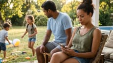 Family reviewing summer expenses and the summer debt trap.