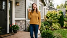 A woman who has purchased a home with a zero down payment home loan.