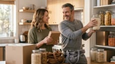 warehouse-clubs-couple-stocking-pantry-at-home