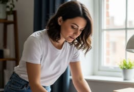A woman learning about fixed vs. adjustable-rate mortgage.