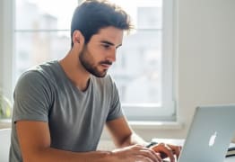 A man learning about his income-to-debt-ratio.