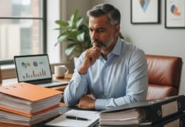 A man sitting at his desk deciding between an OIC or bankruptcy 