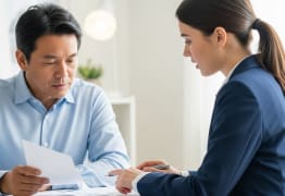 A business owner discussing secured business loans with a financial professional. 