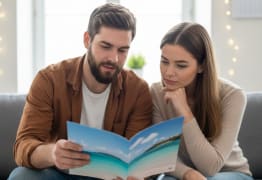 A couple wondering if they should take out a vacation loan to fund their holiday. 