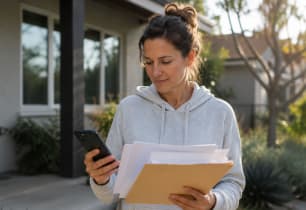 Homeowner comparing home insurance companies in California.