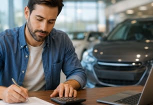 A man learning about the new tax law on car loans. 