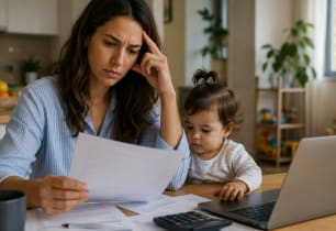 A woman worrying about childcare costing as much as her rent.