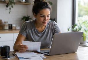 Person comparing debt consolidation loan options.