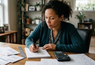 Woman comparing the debt snowball and debt avalanche methods to pay off her balances.