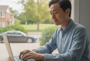 A remote worker who has cut his car insurance costs by learning seven smart strategies. 