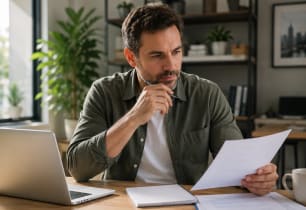 A man deciding between New York Life and Mass Mutual Life Insurance.