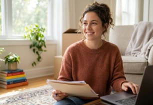 A woman finding out how to get renters insurance.