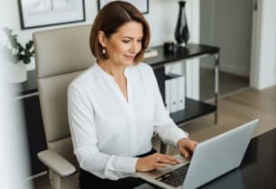 A woman learning how to lower her tax bill using standard deduction.