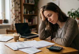 A woman worried about falling behind on her student loan debt.