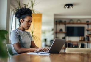 A woman trying to apply for a credit card online. 