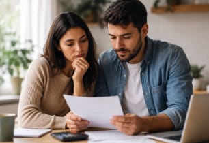 A couple deciding if they should get a joint debt consolidation loan.