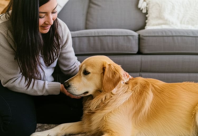 A woman wondering if she needs accident-only pet insurance.