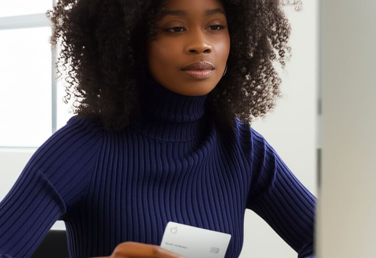 A woman wondering if the apple card is still worth it in 2025.