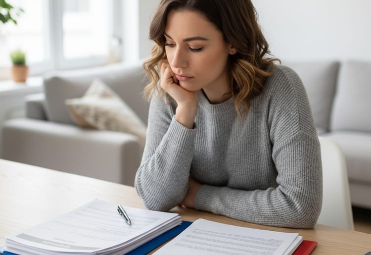 A woman learning about at-fault vs. no-fault states and how it can affect her car insurance claim. 