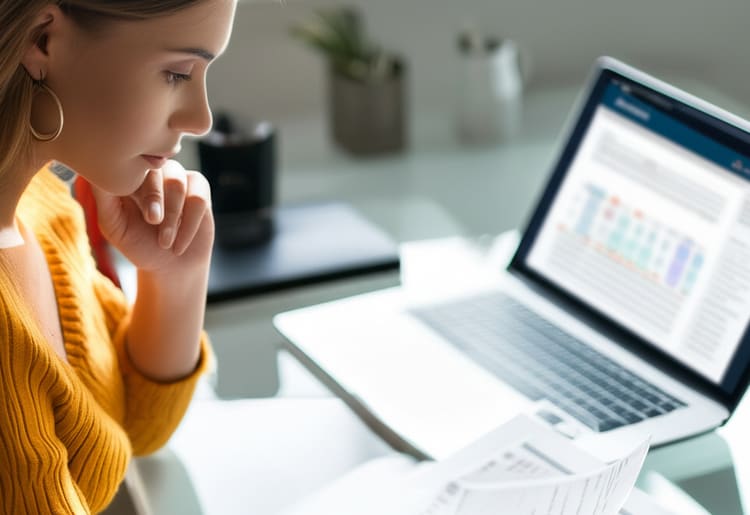 A woman learning how to consolidate payday loans. 
