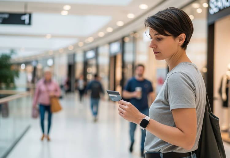 A woman in her 30s thinking about the credit card mistakes she might be making.