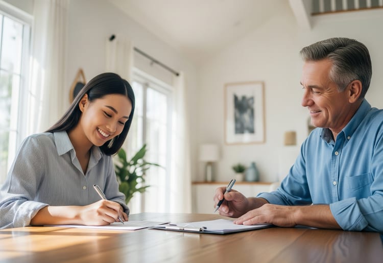 A woman buying her first home. 
