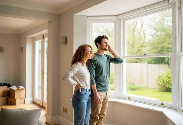 A man and a woman who just bought a house wondering how to avoid private mortgage insurance.