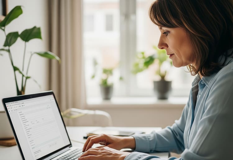A woman filling out her W-4 form. 