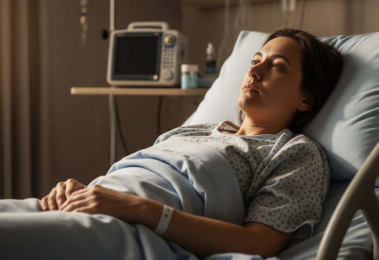 A sick patient worried about her high risk life insurance. 