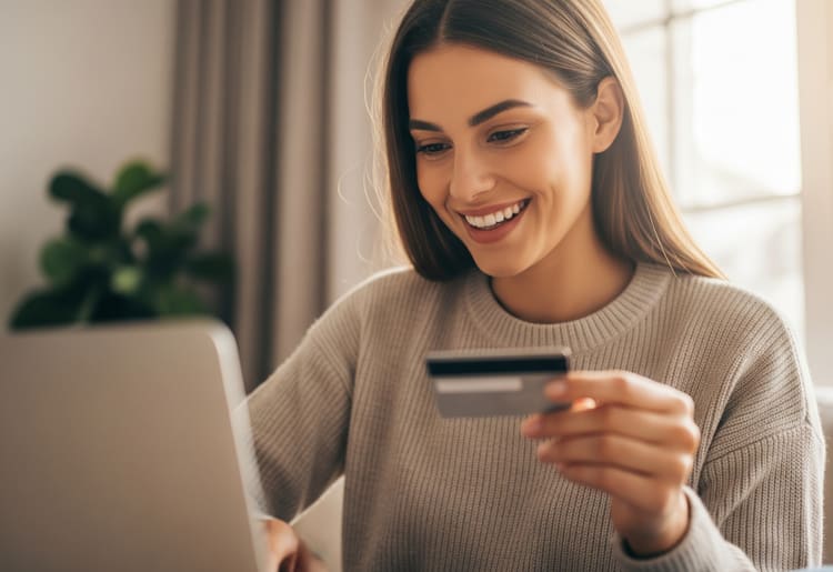 A woman making the most of her credit card rewards by avoiding redemption mistakes. 