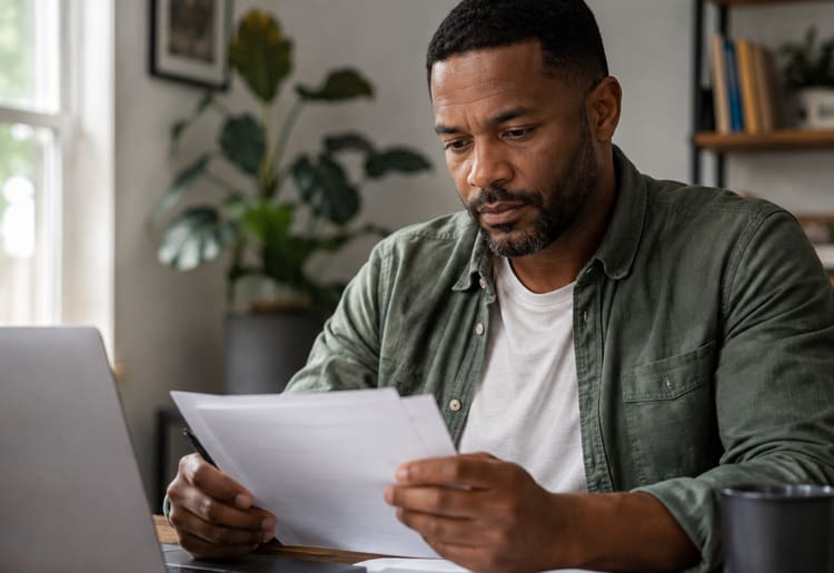 Person reviewing terms for a second debt consolidation loan.