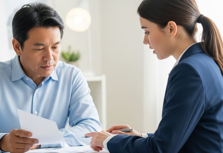 A business owner discussing secured business loans with a financial professional. 