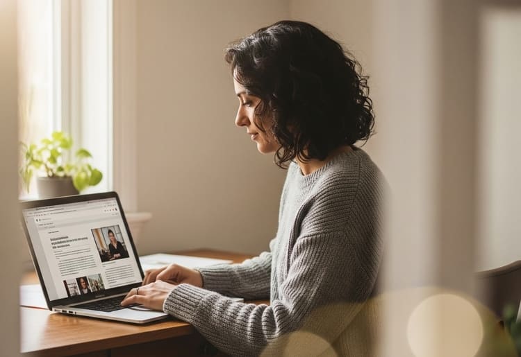 A woman learning all about high-risk business loans.
