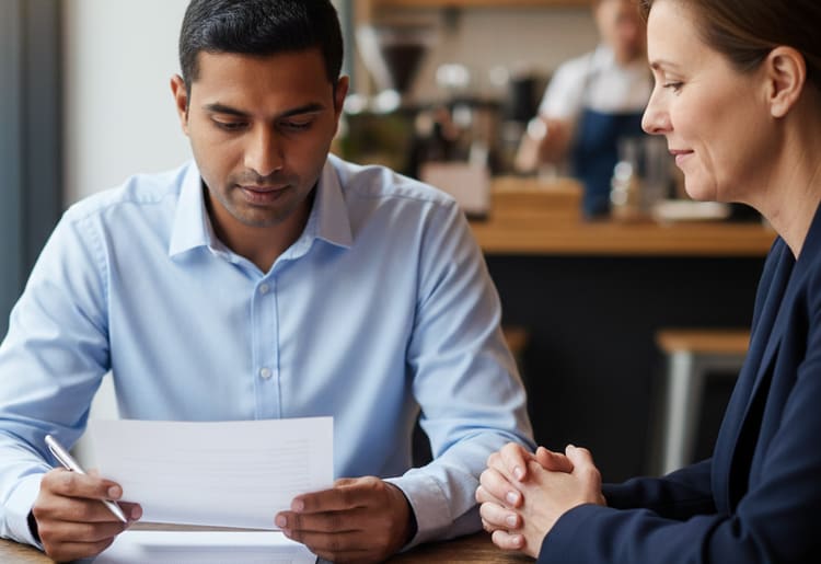 A man learning about DSCR and how it affects his business loan approval. 